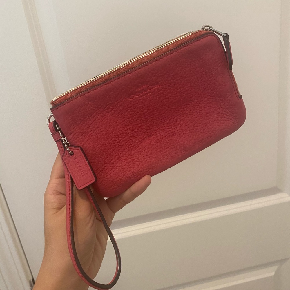 Coach Double Corner Zip Wristlet （pink）
